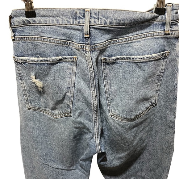AGOLDE Women's Nico High Rise Blue Jeans Chewed Hem - Picture 9 of 16